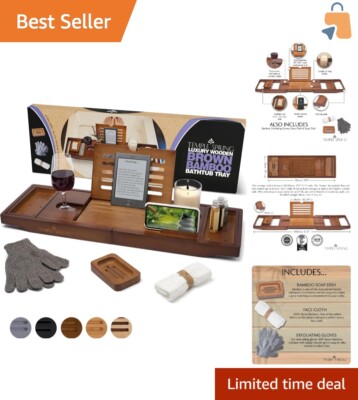 Bamboo Bathtub Tray Set with Soap Dish - Luxurious Home Spa Essentials