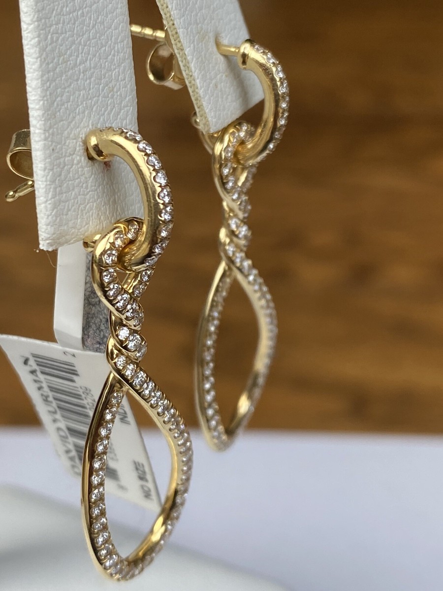 David Yurman 18k Yellow Gold Diamond Continuance Drop Earrings