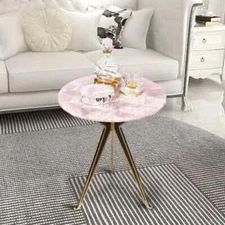 Quartz Coffee Table Sofa Center Round Handmade Furniture Gemstone Countertop Art