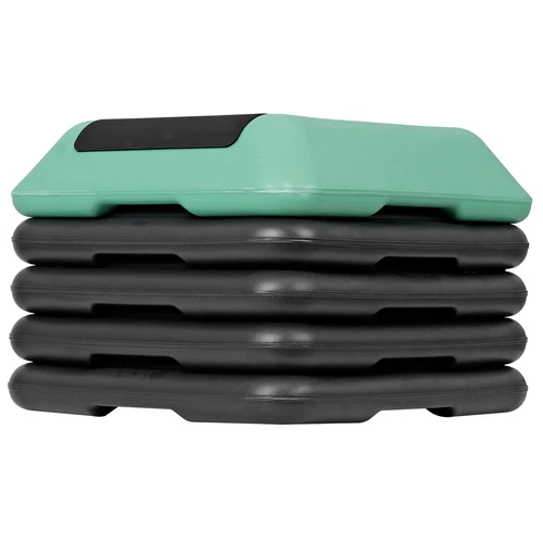 Adjustable Aerobic Step Platform Non-slip with 4 Risers Home Gym Grey/Green - Picture 20 of 21