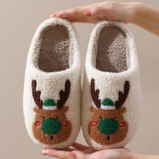 Christmas Shoes Winter Home Slippers Elk Soft Cozy Bedroom Slipper Slip On House