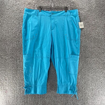 Rafaella Pants Womens 20W Blue Modern Weekend Capri Low Rise Straight Hip Plus