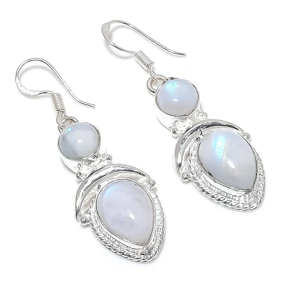 Acheter Boucle d'oreille faite main de bijoux d'argent sterling de la pierre précieuse 925 de Monalisa blanche pour Thanksgiving