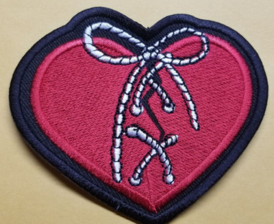 Heart tied together Embroidered Patch approx 3x3.5'' iron or sew
