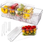 Ice-Chilled Condiment Server with 5 Removable Containers – Buffet Serving Tray