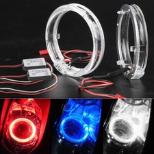 LED Angel Eyes Halo Ring Light Guide 80mm DRL Red White Blue Headlight Headlamp