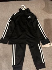 Adidas 2-piece Tracksuit boys Size 4T Black w/ White Stripes NEW