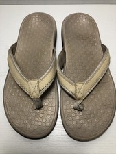 Vionic TIDE II Women  s Sandals White Cream Orthotic Flip Flops Size 8