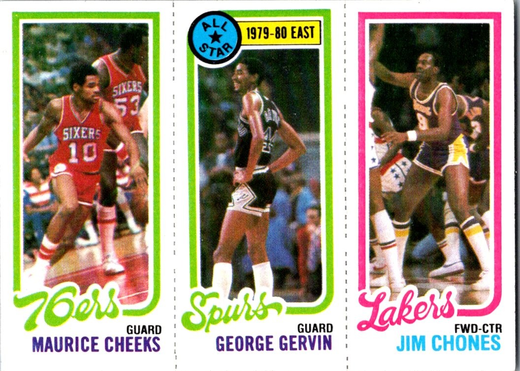 1980-81 Topps MAURICE CHEEKS/GEORGE GERVIN/JIM CHONES #136/11/178 EX