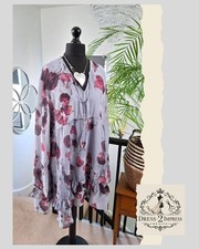 Whimsy Dress size 24 XL Womens Fairycore Chiffon Floral Boho Artsy Lagenlook