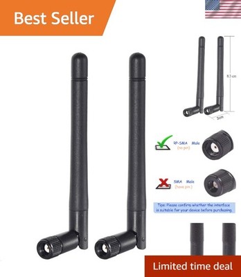 Compact Bluetooth Antenna 2-Pack: Boost WiFi Signal with RP-SMA Male Connector