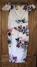 Little Mistress floral ivory multicoloured off shoulder bodycon dress 10