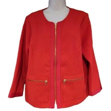 Vintage Bob Mackie Wearable Art Red Zip Up Blazer Jacket Sz M