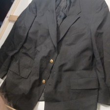 Hart Schaffner Marx Men's 46R Wool Blazer Navy Blue Gold Trumpeter Buttons
