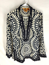 Tory Burch Geometric Blue Print Long Sleeve Cotton Tunic Cover Up Size 4