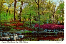 Vintage Postcard- Azalea Garden in Woodward Park near Tulsa Rose Garden Oklahoma