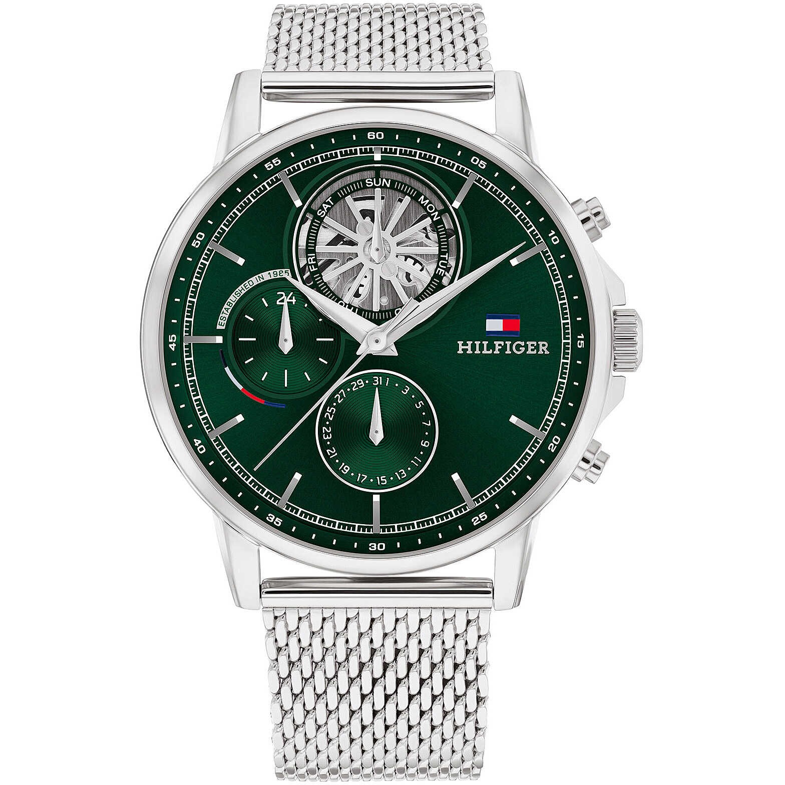 Mens Wristwatch TOMMY HILFIGER STEWART 1710608 Multifunction Steel Mesh Green - Image 2
