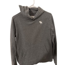 Abercrombie Kids Grey Hoodie Moose Logo Pullover Sweatshirt Size 15 16