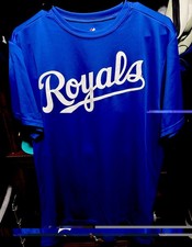 Majestic KC KANSAS CITY ROYALS Adult Mens Sz M Medium Cool Base Shirt Blue