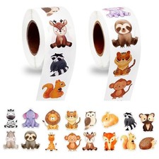 1000 PCS Forest Animal Stickers for Kids,1 Inch Reward Sticker in 16