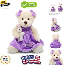 Small Baby Teddy Bear with Cloth Cute Stuffed Animal Soft Plush Toy 10" Purpl...