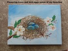 PAINTING acrylic dogwood bluebird eggs 12x16 canvas original collect americana — photo 4