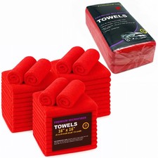Microfiber Cleaning Cloths 36-Pack 16x16 inch Wash Towels 3 Dozen Car Rags Red