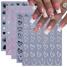 10 Sheets Heart Valentines Day Nail Art Stickers Decals Self-Adhesive Nail