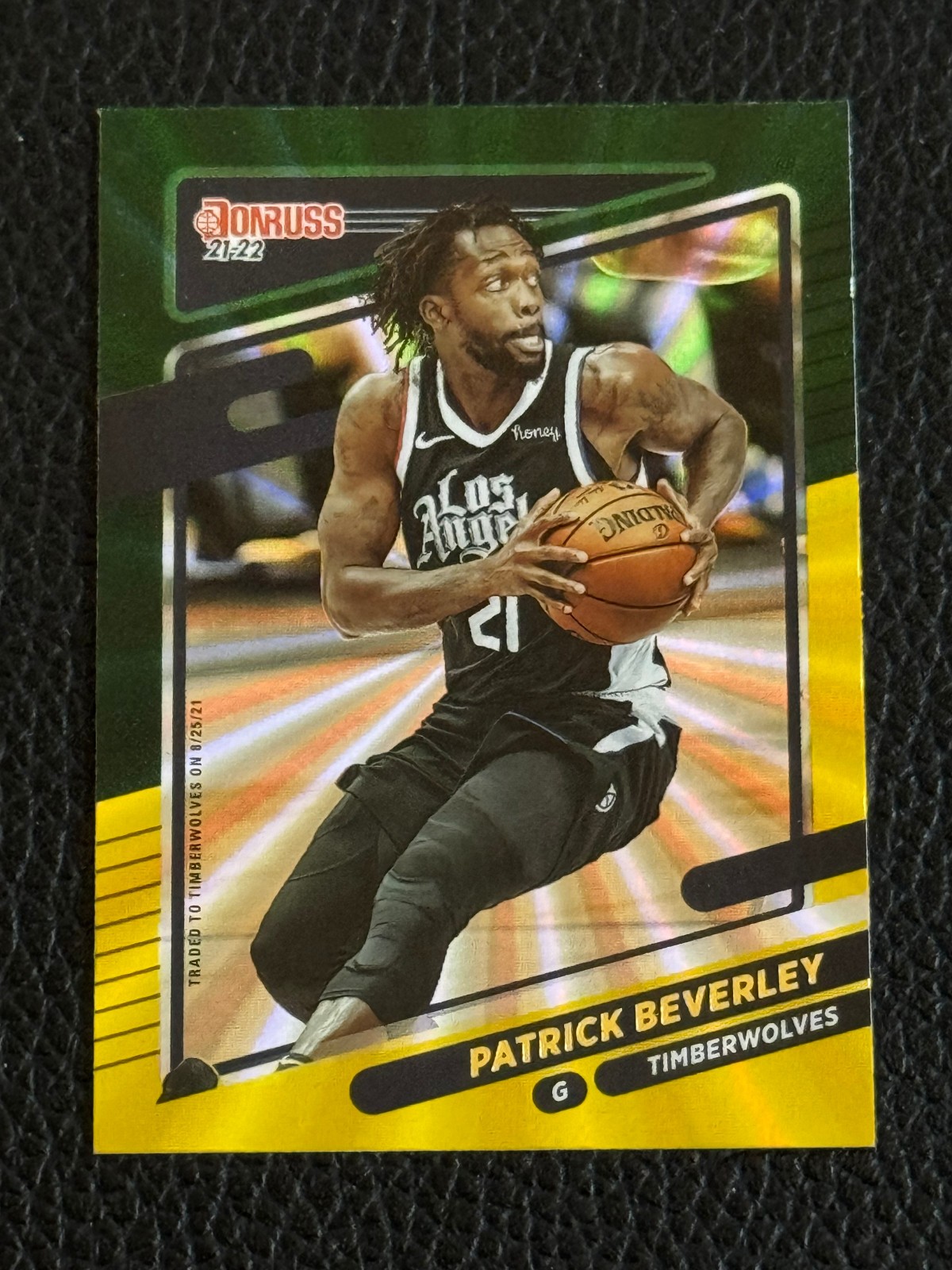 2021-22 Donruss Basketball Patrick Beverley Green Yellow Laser #188 Wolves