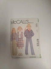 Vintage McCall's Sew Pattern 6722 Girls Unlined Jacket Vest Skirt Pants Size 6