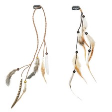 Natural Handmade Colorful Boho Hair Clips, 13 Inch Vintage Feather Extensions fo