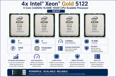 4er Pack - Intel Gold 5122 4 Core 3,60GHz 16,5MB 105W CPU Skalierbarer Prozessor
