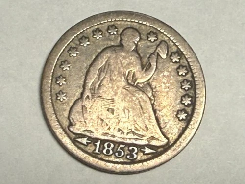 1853 SEATED LIBERTY silver U.S. half dime. VG. #o2