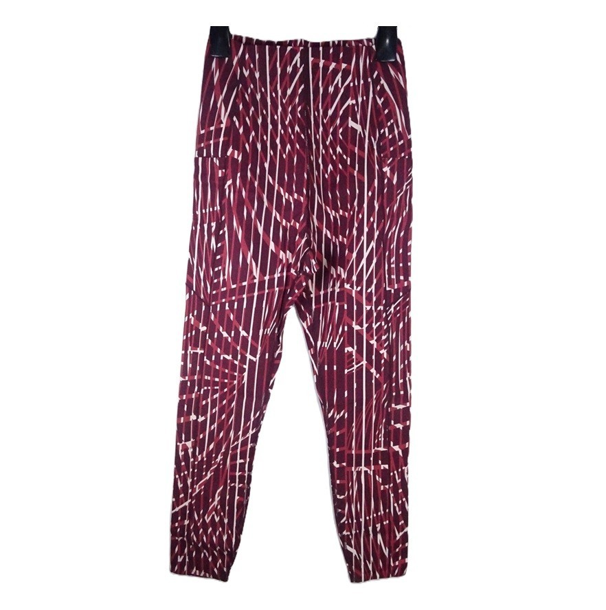 Sweaty Betty Power 7/8 Leggings Size XS 8-10 Dark Red Burgundy Fan Print 23" Leg