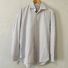 LUIGI BORRELLI Mens XL Napoli Royal Collection Mens Striped Dress Shirt Italy