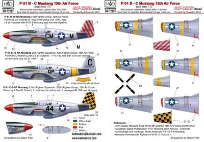 HAD Models DW-72003 1:72 North-America P-51B Mustang DRY-WATER Decals ( Printed