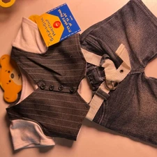 Build-A-Bear Workshop Pinstripe Vest & Jeans Outfit with Belt