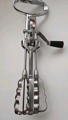 Flint Ecko Manual Hand Mixer Egg Cake Beater Crank Stainless Steel Vintage USA
