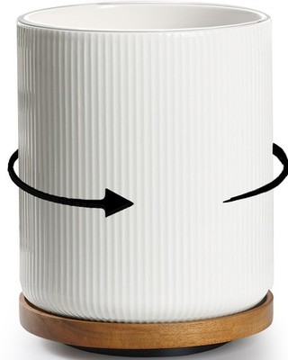 getstar Extra Large Rotating Utensil Holder for Kitchen 7.9''H, Striped White