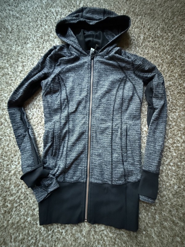 Lululemon Athletica Womens Stride II Hooded Jacket Black White Rose Gold 4 $168