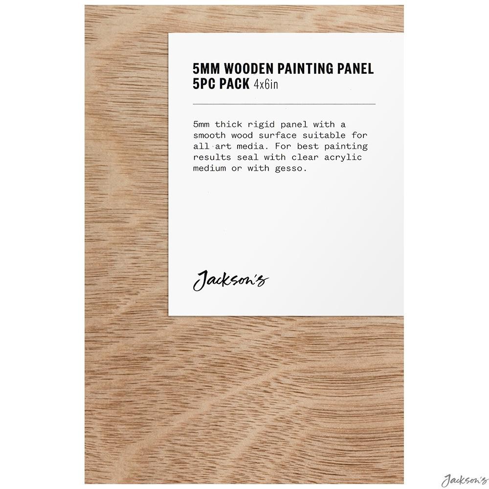 Jackson's : 5mm Wooden Painting Panel : 4x6in (Apx.10x15cm) : Pack of 5 : Smo...