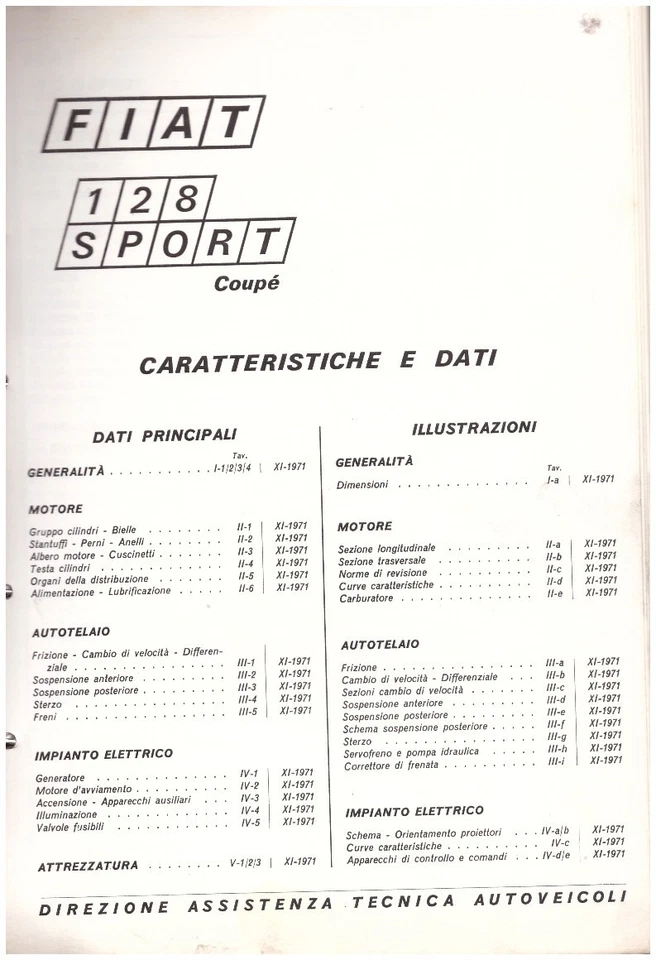 FIAT 128 SPORT coupè - CARATTERISTICHE E DATI - ORIGINALE - 1971 - Immagine 2 di 4