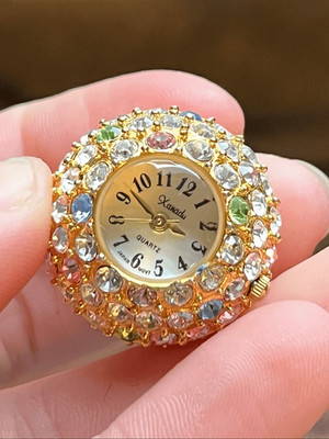 VTG Xanadu Quartz Watch Pendant Pastel Rhinestone Y2K Purse Charm