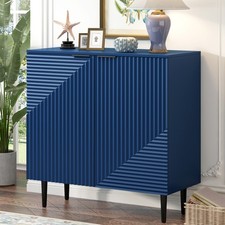 Modern Minimalist Side Cabinet With Adjustable Shelves Stylish Geometric Door