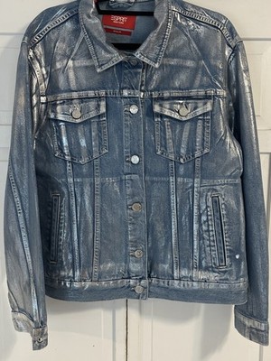 Espirit Metallic Denim Jacket NWT Size Large