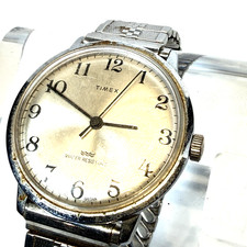 Timex Marlin 1980s Silver Tone Silver Dial Mens Vintage 1980s Mechanical Runs