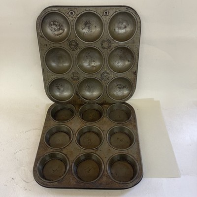 Vintage Ovenex Metall Muffin Tarte Kuchenformen Backform x 2