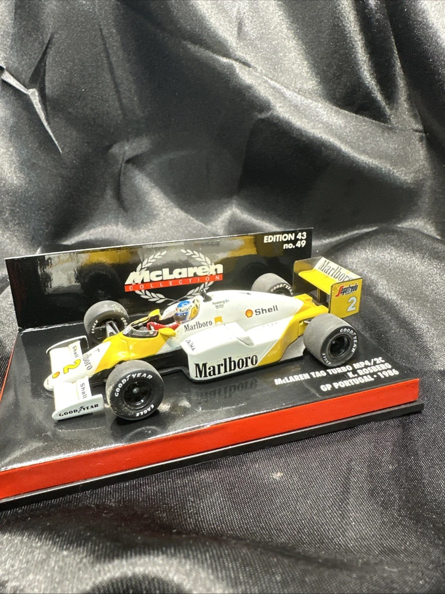 Miniature F1 McLaren TAG MP4/2C Keke Rosberg #2, GP Portugal 1986, 1/43 Minichamps