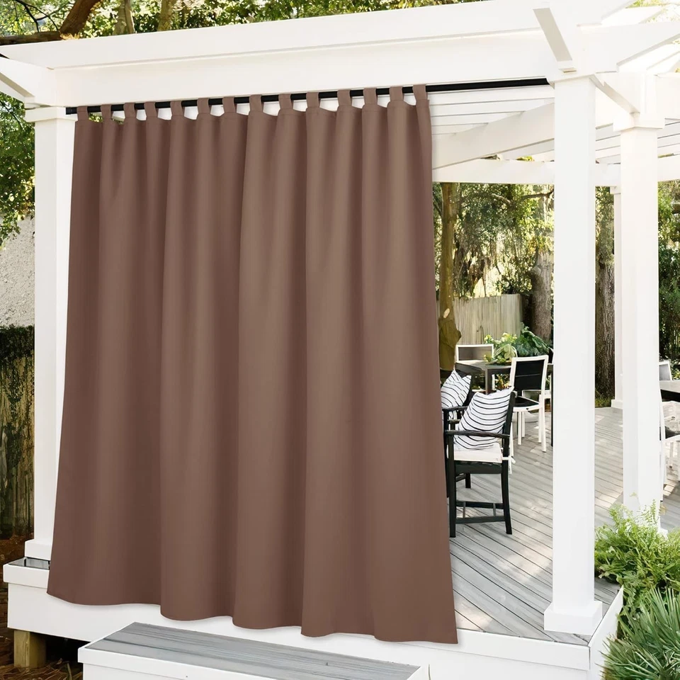 Privacy Screen Porch Curtains - 100" Wide x 108" Long, Mocha - Image 3 of 4
