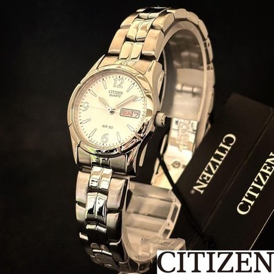 Citizen Ladies Eco-Drive Watch Silver Dial & Band Water Resistant From Japan